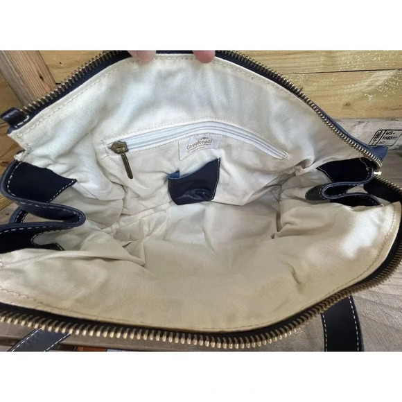 Cavalcanti Leather Shoulder Bag Genuine‎ Leather Made In Italy Navy blue color - Picture 6 of 8